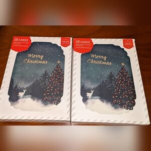 32 Merry Christmas Holiday Greeting Note Cards Envelopes Green